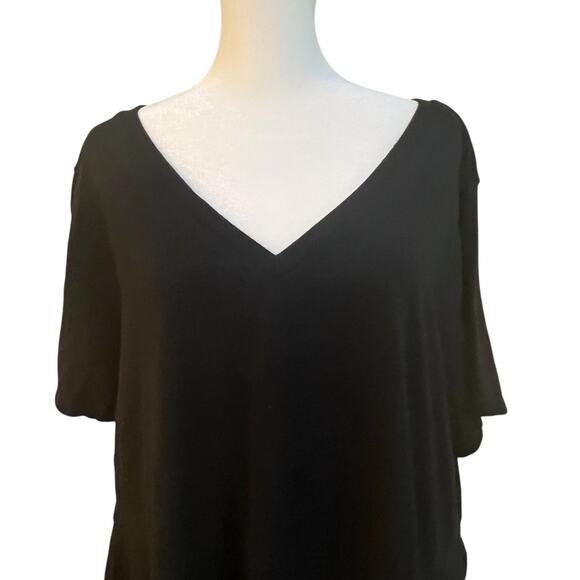 Torrid Maxi Dress Black Long V-neck Short Sleeve Size 2 2X 100% Cotton Draped - Picture 4 of 9